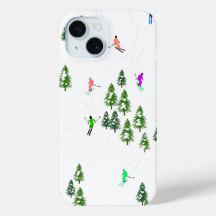Alpiene skiers Skiing Ski Winter Trees iPhone 15 Case