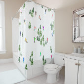 Alpiene skiers Skiing Ski Winter Trees Douchegordijn (In situ)