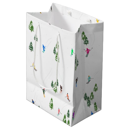 Alpiene skiers Skiing Ski Winter Trees Medium Cadeauzakje (Voorkant Gekanteld)