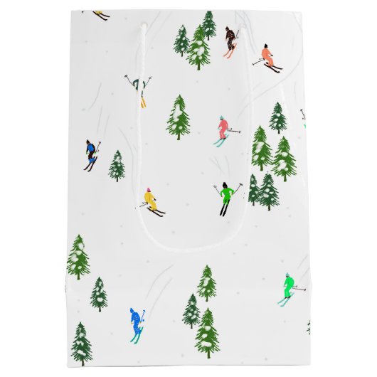 Alpiene skiers Skiing Ski Winter Trees Medium Cadeauzakje (Achterkant)