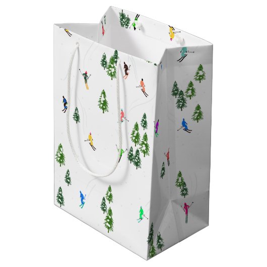 Alpiene skiers Skiing Ski Winter Trees Medium Cadeauzakje (Achterkant Gekanteld)