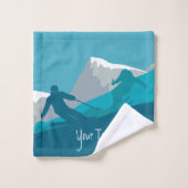 Alpiene Skiing Gepersonaliseerd Bad Handdoek (Wasdoekje)