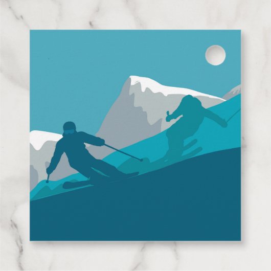 Alpiene Skiing Gepersonaliseerd Bedankjes Labels (Achterkant)