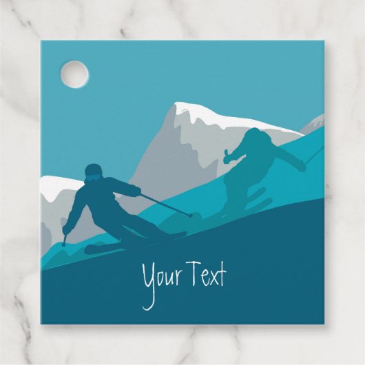 Alpiene Skiing Gepersonaliseerd Bedankjes Labels (Voorkant)