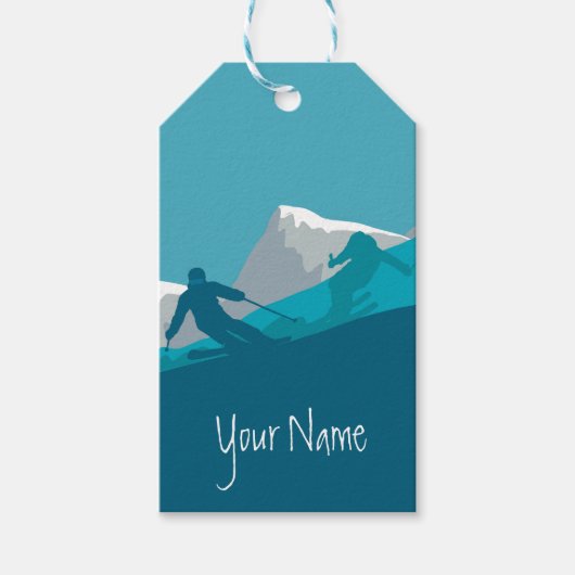 Alpiene Skiing Gepersonaliseerd Cadeaulabel (Voorkant)