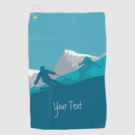 Alpiene Skiing Gepersonaliseerd Golfhanddoek (Voorkant)