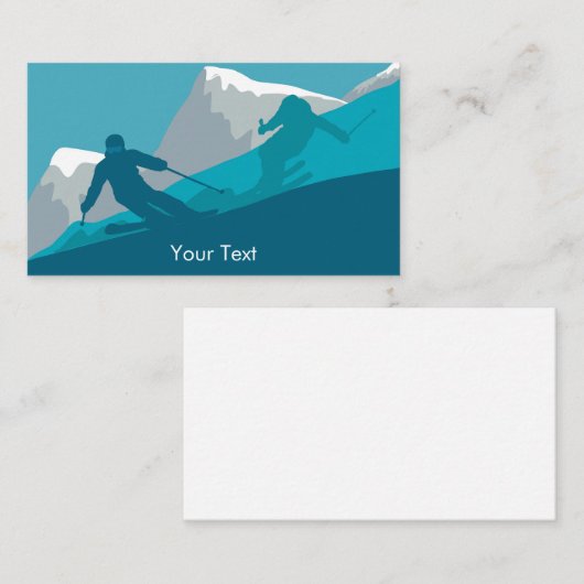 Alpiene Skiing Gepersonaliseerd Visitekaartje (Voorkant / Achterkant)