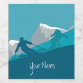 Alpiene Skiing Gepersonaliseerd Wijn Etiket (Enkel label)