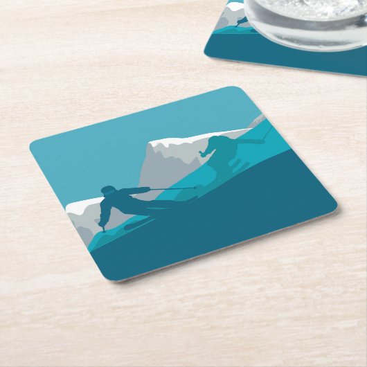 Alpiene Skiing Kartonnen Onderzetters (Schuin)