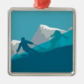 Alpiene Skiing Metalen Ornament (Voorkant)