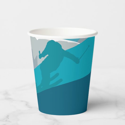 Alpiene Skiing Papieren Bekers (Achterkant)