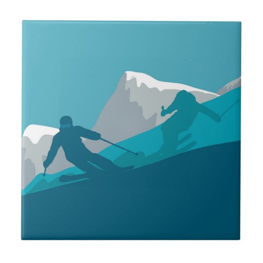 Alpiene Skiing Tegeltje (Voorkant)