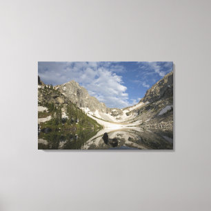 Alpiene tarn en gletsjerhoorn in het Teton-gebied Canvas Afdruk