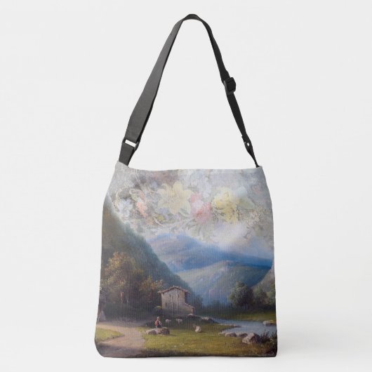 Alpiene Wilde Bloemen & Alpen Town Canvas tas (Achterkant)