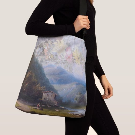 Alpiene Wilde Bloemen & Alpen Town Canvas tas (Dichtbij)