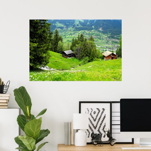 Alpiene zomer in Zwitserland Poster (Thuiskantoor)