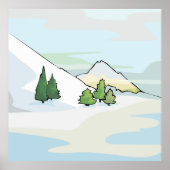 Alpijn winterlandschap met pijnbomen poster (Voorkant)