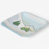 Alpijns winters landschap met pijnbomen papieren bordje (Gebogen)