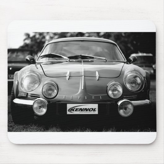 Alpine A110 in black and white Muismat (Voorkant)