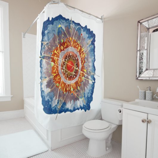 Alpine Architecture Famous Art Poster Douchegordijn (In situ)