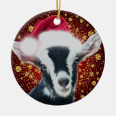 Alpine Baby Dairy Goat Santa Hat Kerstmis Keramisch Ornament (Voorkant)