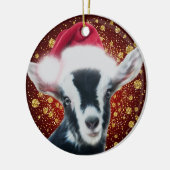 Alpine Baby Dairy Goat Santa Hat Kerstmis Keramisch Ornament (Links)