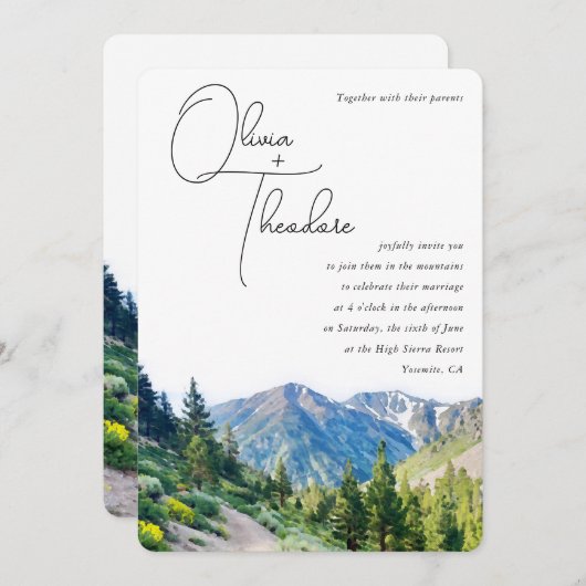 Alpine bergen bruiloft kaart (Voorkant / Achterkant)