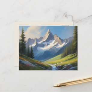 Alpine Berglandschap Waterverf Kunst Briefkaart