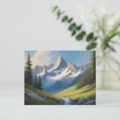 Alpine Berglandschap Waterverf Kunst Briefkaart (Staand voorkant)