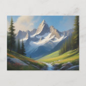 Alpine Berglandschap Waterverf Kunst Briefkaart (Voorkant)