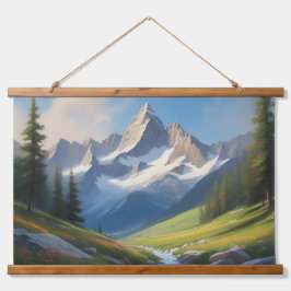 Alpine Berglandschap Waterverf Kunst Hangend Wandkleed
