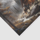 Alpine Cabin Horseback Snowy Scene Decoupage Tissuepapier (Detail)