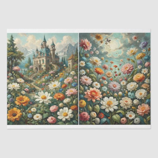 Alpine Castle met bloeiende weiden Tissuepapier (Voorkant)