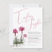 Alpine catchfly waterverf roze bloemenbruiloft kaart (Voorkant)