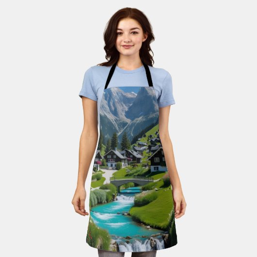 Alpine Charm - Kook in het hart van een rustige Schort (Gedragen)