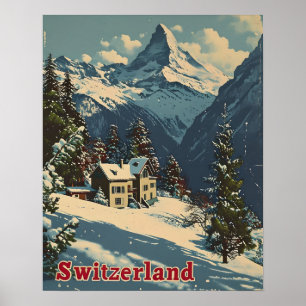 Alpine Charm:  Zwitsers Dorp Briefkaart Poster