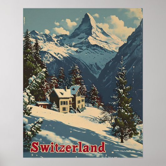 Alpine Charm: Zwitsers Dorp Briefkaart Poster (Voorkant)