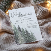 Alpine Chic Winter Trees Bruidsfeest Kaart