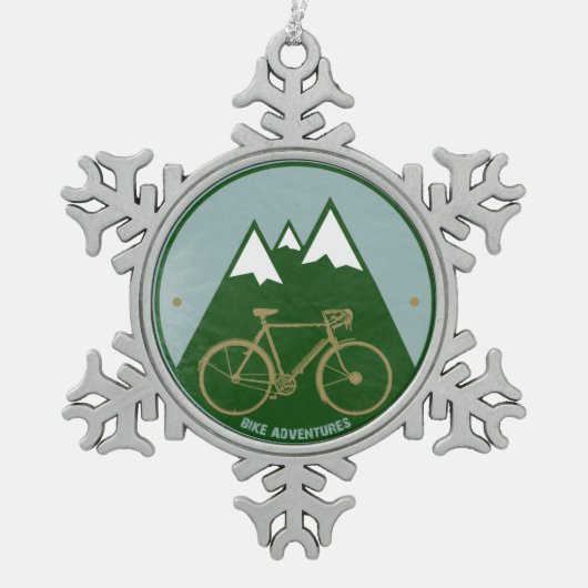 alpine cold mountain bike tin sneeuwvlok ornament (Voorkant)