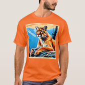 Alpine Cougar Uitzicht Design T-shirt (Voorkant)