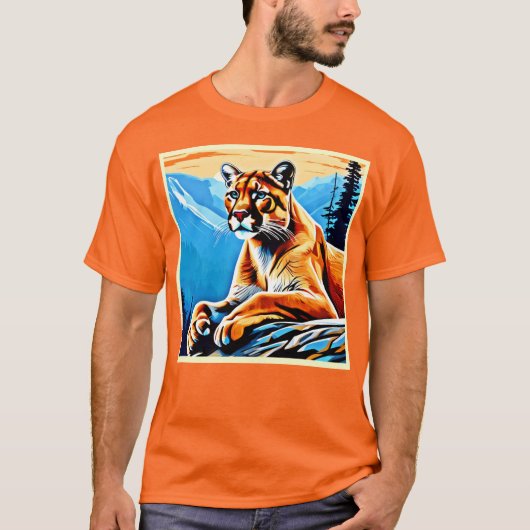 Alpine Cougar Uitzicht Design T-shirt (Voorkant)