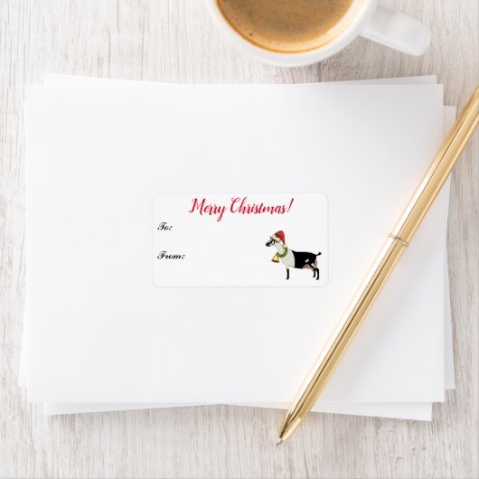 Alpine Dairy Goat met kerstcadeLabel Etiket (Insitu)