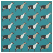 Alpine Dairy Goats on Blauwgroen Stof (Swatch)