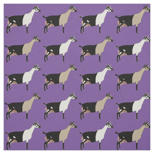 Alpine Dairy Goats op Paarse Stof (Swatch)