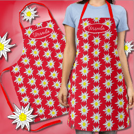 Alpine Edelweiss - ventilatorprinter rood pron Schort
