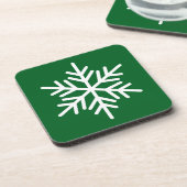 Alpine Forest Green White Nordic Snowflake Bier Onderzetter (Linkerzijde)