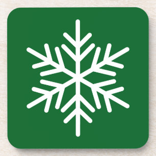 Alpine Forest Green White Nordic Snowflake Bier Onderzetter