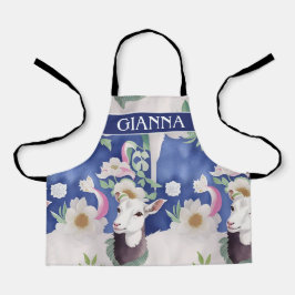 Alpine Geit Waterverf Kleurrijke Patroon Schort