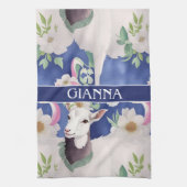 Alpine Geit Waterverf Kleurrijke Patroon Theedoek (Verticaal)