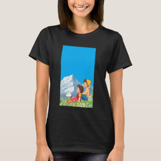 Alpine Girl and Peter Japanese 80s Retro Anime Man T-shirt